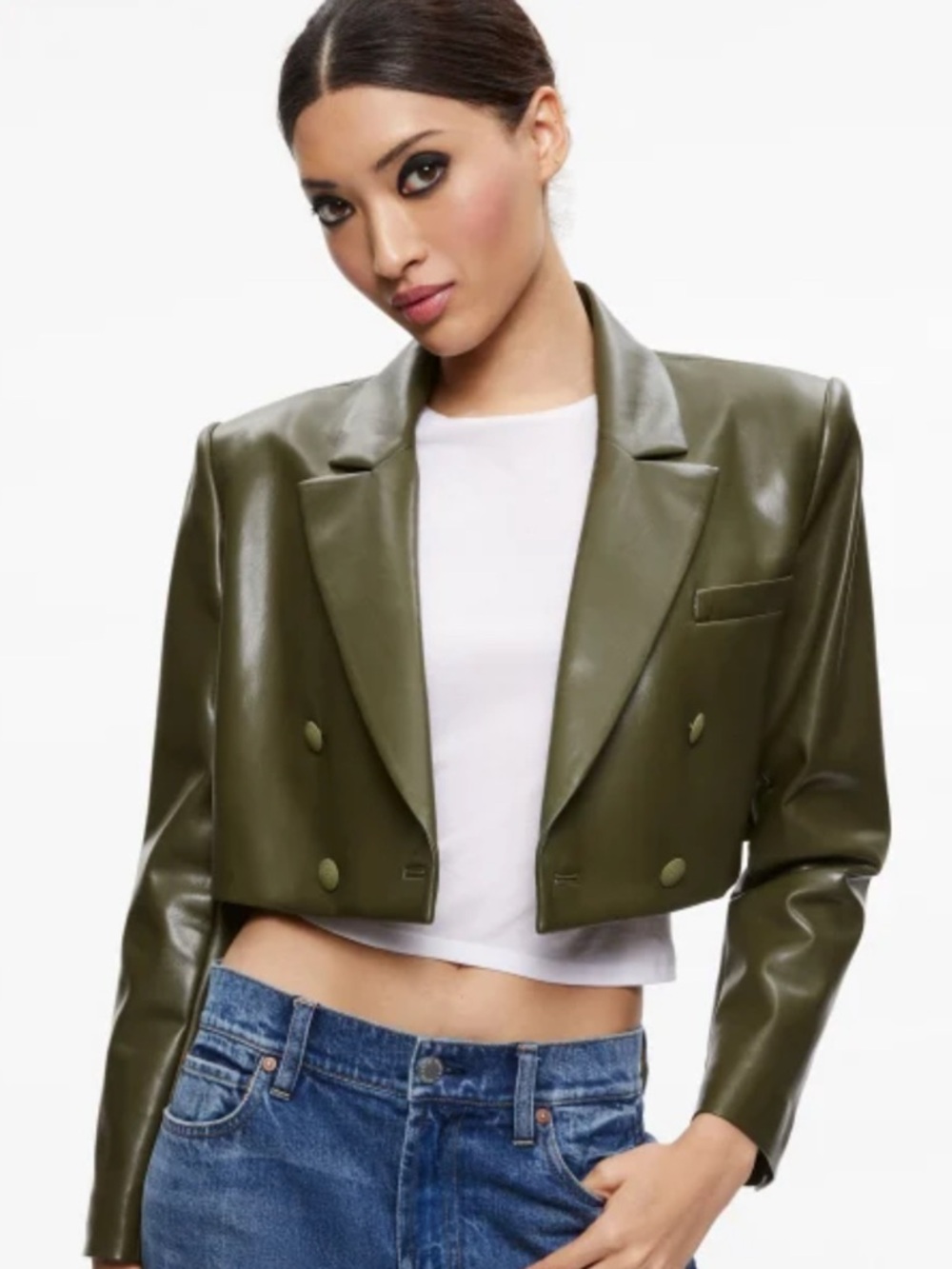 Alice & Olivia ANTHONY CROPPED VEGAN BLAZER Sz 10 - NWT $495